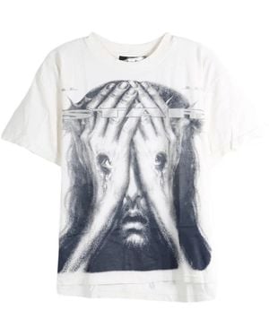 HELLSTAR Jesus Eyes Graphic-Print T-Shirt - Blue