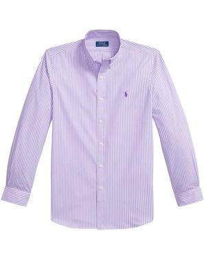 Polo Ralph Lauren Striped Embroidered-Logo Shirt - Purple