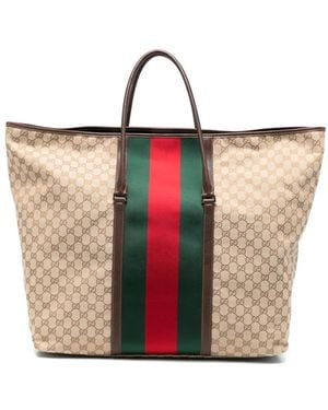 Gucci Web-Stripe Luggage Bag - White
