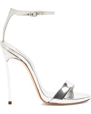 Casadei 120Mm Metallic Heeled Sandals - White