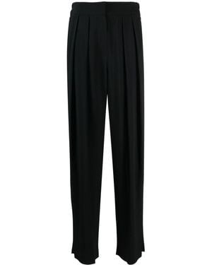 Emporio Armani Box-Pleat Wide-Leg Trousers - Black