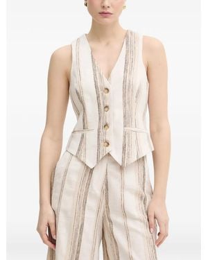 Fracomina Vertical-Stripe V-Neck Waistcoat - White