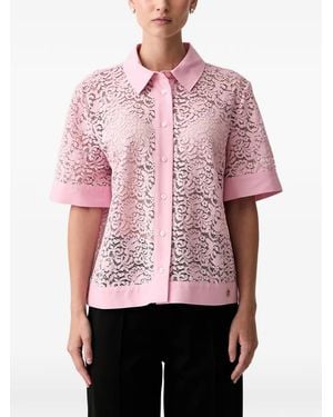 Joop! Lace-Overlay Short-Sleeve Shirt - Pink