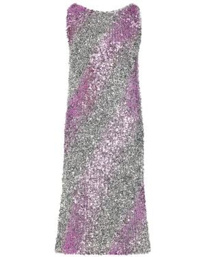 Maison Margiela Foil Stripe-Pattern Dress - Purple