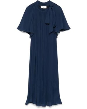 Nissa Plissé Midi Dress - Blue