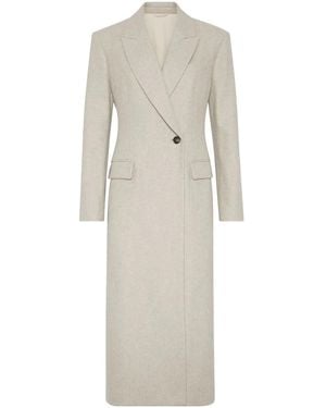 Brunello Cucinelli Wool Longline Double-Breasted Coat - Natural