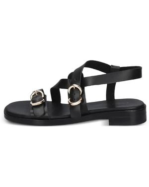 Frau Multi-Strap Leather Sandals - Black