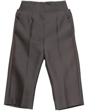 KHAITE Raelle Pressed-Crease Shorts - Grey