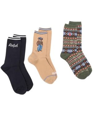 Polo Ralph Lauren Polo Bear Intarsia-Knit Socks Set (Set Of Three) - White