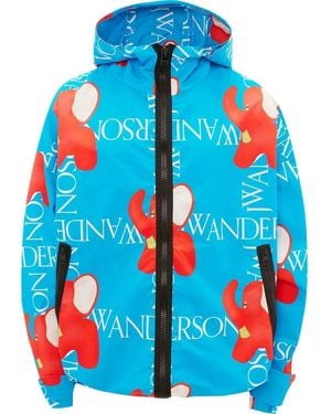 JW Anderson Logo-Print Hooded Jacket - Blue