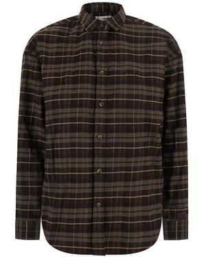 MC2 Saint Barth Gigy Check-Pattern Embroidered-Slogan Shirt - Black