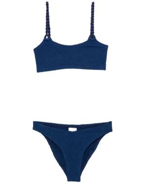 Hunza G Phoebe Crinkle-Effect Bikini - Blue