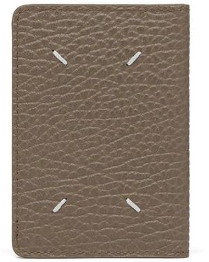 Maison Margiela Four Stitches Grained Leather Card Holder - Brown