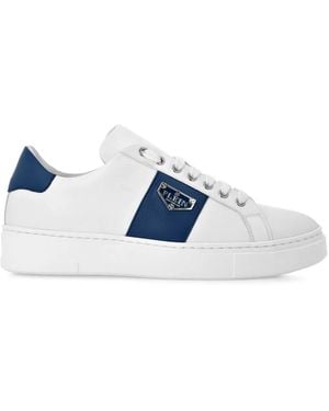 Philipp Plein Logo-Plaque Leather Trainers - Blue
