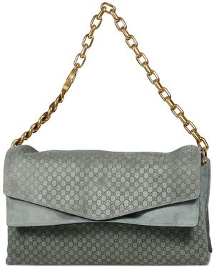 Gucci Large Suede Shoulder Bag - Grey