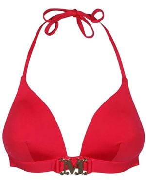 Max Mara Logo-Plaque Triangle Bikini Top - Rosso