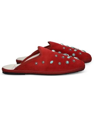 Fortela Friulan Suede Embellished Slippers - Red