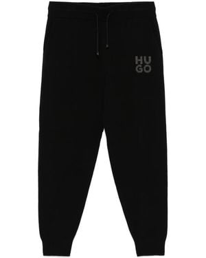 HUGO Jacquard-Logo Trousers - Black