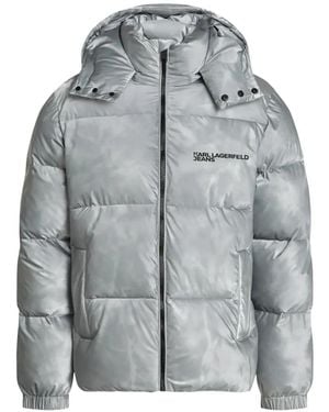 KARL LAGERFELD Regular Shiny Puffer Jacket - Grey