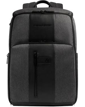 Piquadro Zipped Paneled Backpack - Black