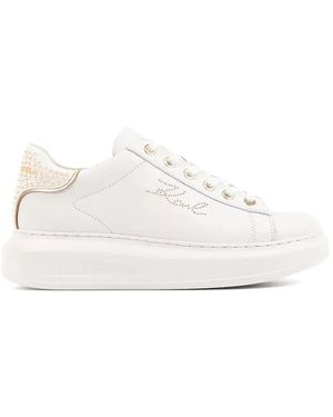 KARL LAGERFELD Leather Rubber Sneakers - White