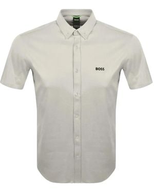 BOSS Motion Logo-Print Button-Down Shirt - White