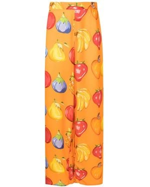 Amir Slama Pantalon Droit À Imprimé Fruit - Orange