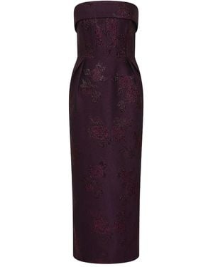Rebecca Vallance Schulterfreies Midikleid Aus Blumenbrokat - Lila