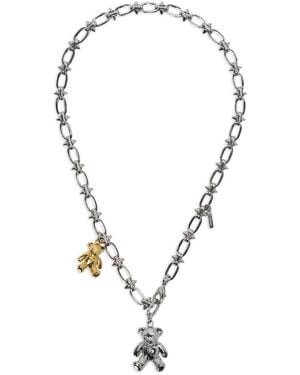 we11done Spike Teddy Bear-Pendant Necklace - Metallic