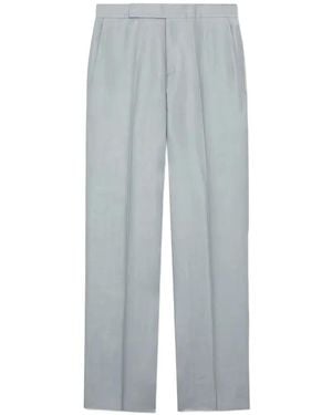 Lardini Pressed-Crease Straight-Leg Trousers - Grey