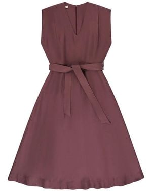 Glanshirt Linen Midi Dress - Purple