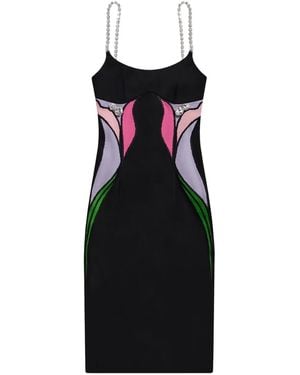 Area Lily Flower-Embellished Midi Dress - Black