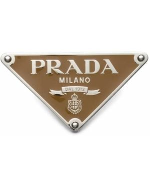 Prada Enameled-Metal Belt Buckle - Natural