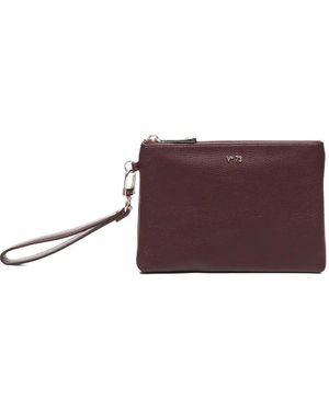 V73 Logo-Lettering Clutch Bag - Purple