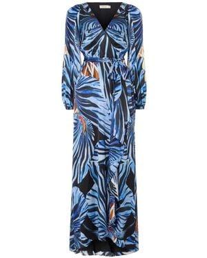 Temperley London Maxi Titania Orchid-Print Wrap Dress - Blue