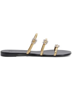 Giuseppe Zanotti Himari Crystal-Embellished Leather Sandals - White