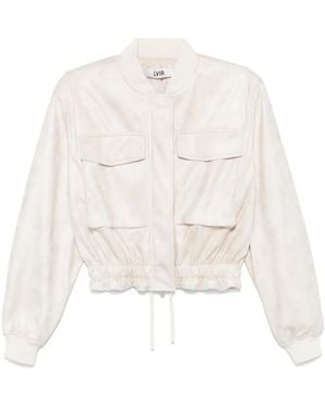 LVIR Faux Suede Baseball Collar Jacket - White