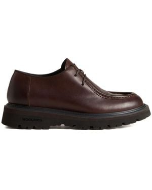 Woolrich Leather Slip-On Derby Shoes - Brown