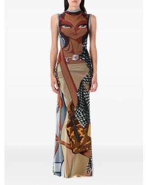 OTTOLINGER Manga-Print Mesh Maxi Dress - Brown