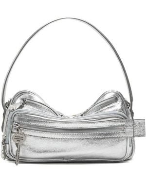 Acne Studios Camero Party Metallic-Finish Shoulder Bag - Grey
