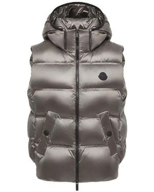 Moncler Fluidite Quilted Hooded Gilet - Gray