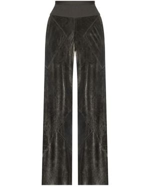 Rick Owens Ribbed-Waistband Velvet Trousers - Grey