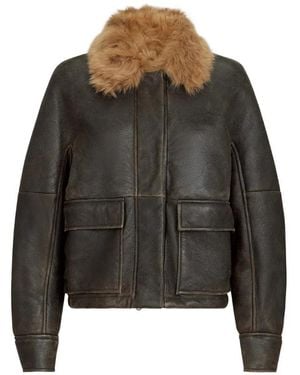 Brunello Cucinelli Shearling Fliegerjacke Mit Monili - Schwarz
