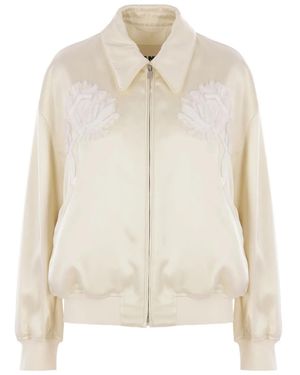 Jil Sander フローラル ボンバージャケット - ホワイト