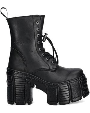 New Rock 120Mm Lace-Up Platform Boots - Black