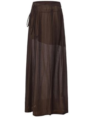 ili node Fallon Tie-Fastening Maxi Skirt - Brown