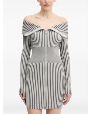 Guess Striped Zip-Fastening Mini Dress - Grey