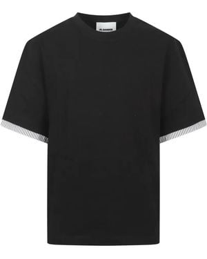 Jil Sander Striped-Trim T-Shirt - Black