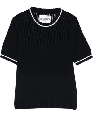 Iceberg Open-Knit T-Shirt - Black