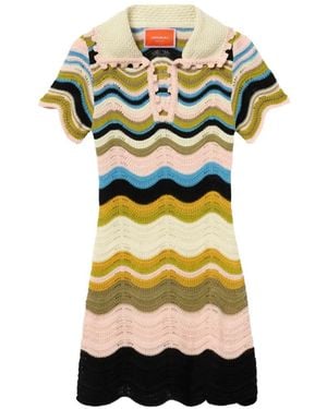 La DoubleJ Vestido Corto Con Motivo Chevron - Blanco
